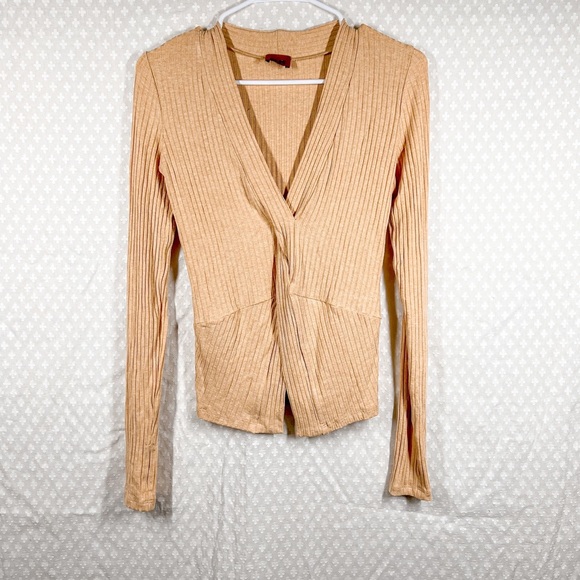 Alix NYC Orange Ribbed Twist Front Inez Top - Picture 2 of 6